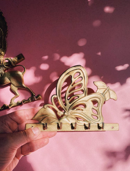 Vintage Solid Brass Butterfly Key Hooks