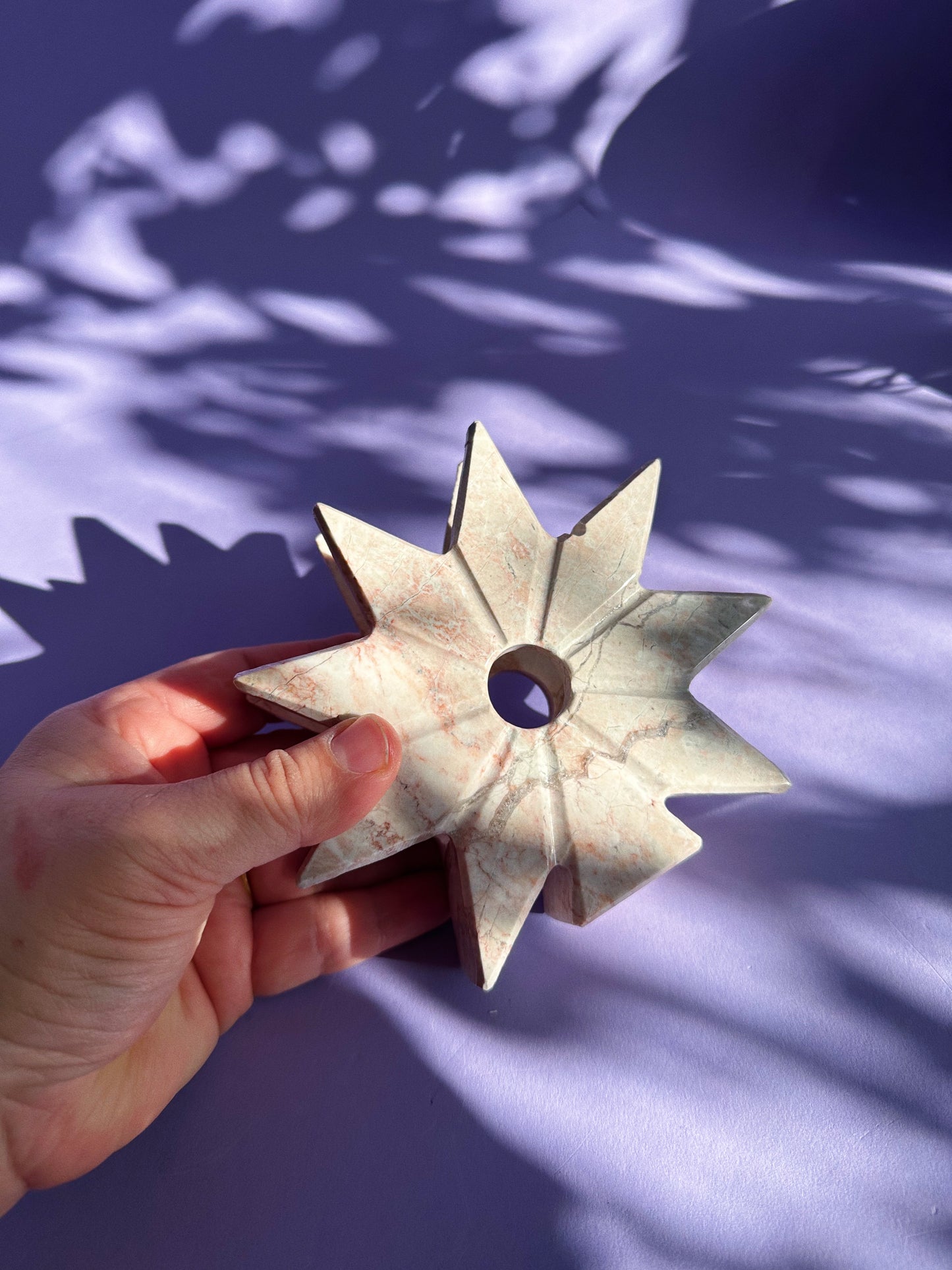 Vintage Pink Stone / Alabaster Starburst Napkin / Letter Holder