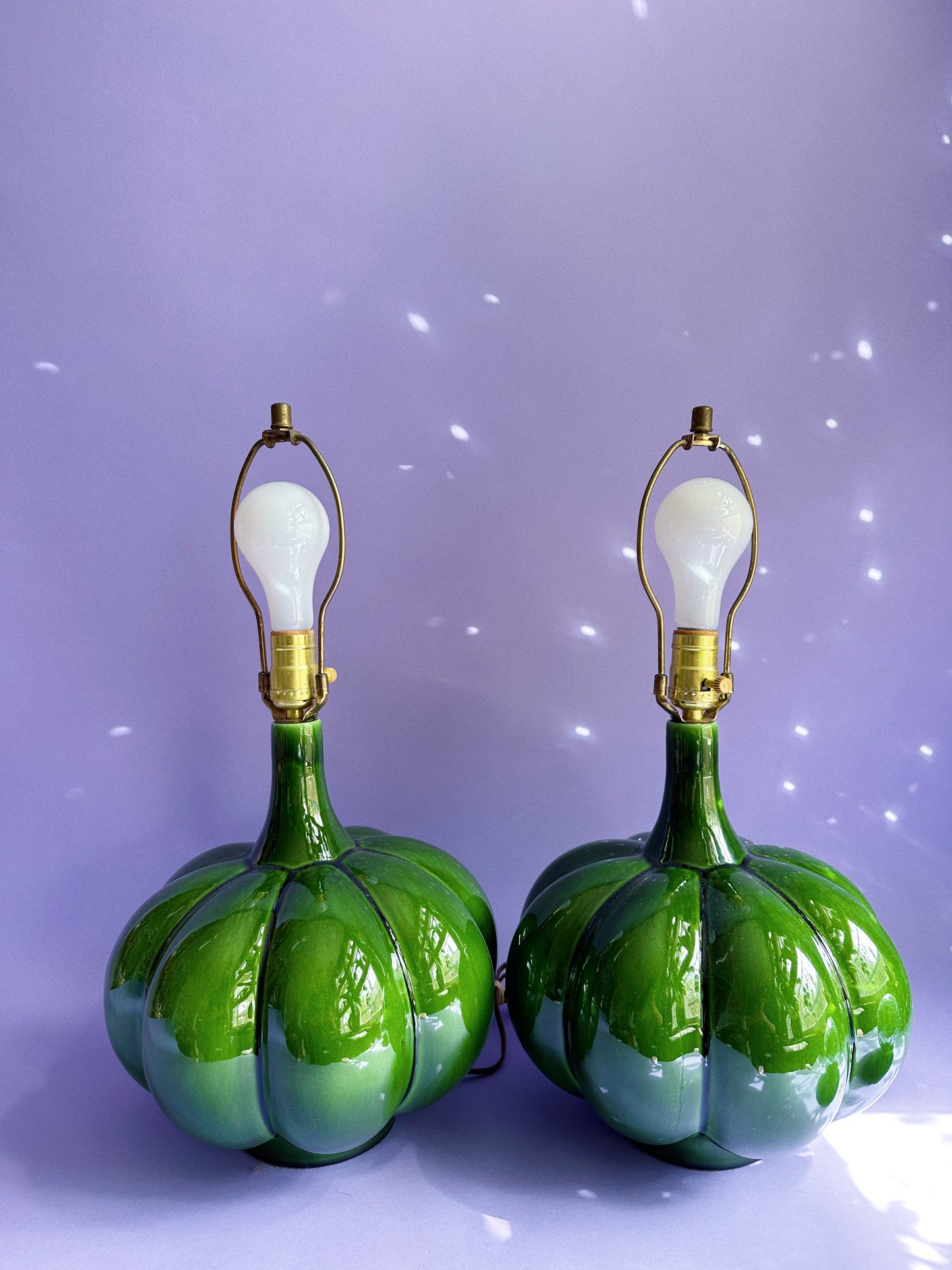 Beautiful Large Green MCM Leviton Glazed Ceramic Lamps