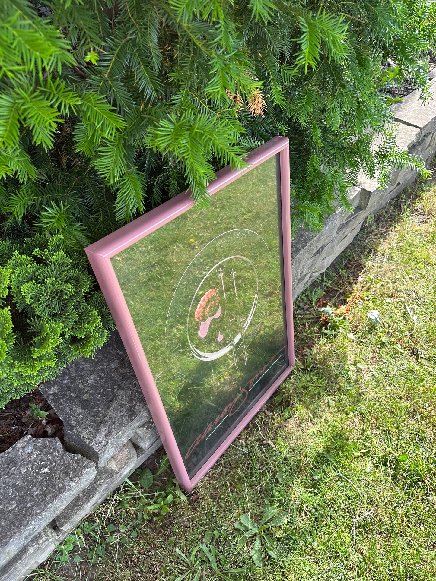 Vintage Post Modern Dusty Rose Framed Aaron Jones Food Squid Art Print