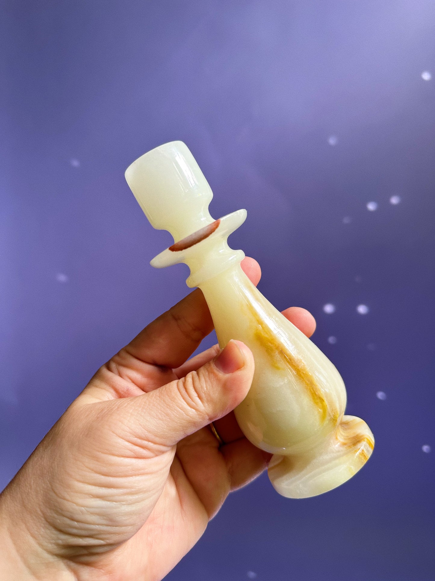 Vintage Onyx Stone Candlestick Taper Candle Holder