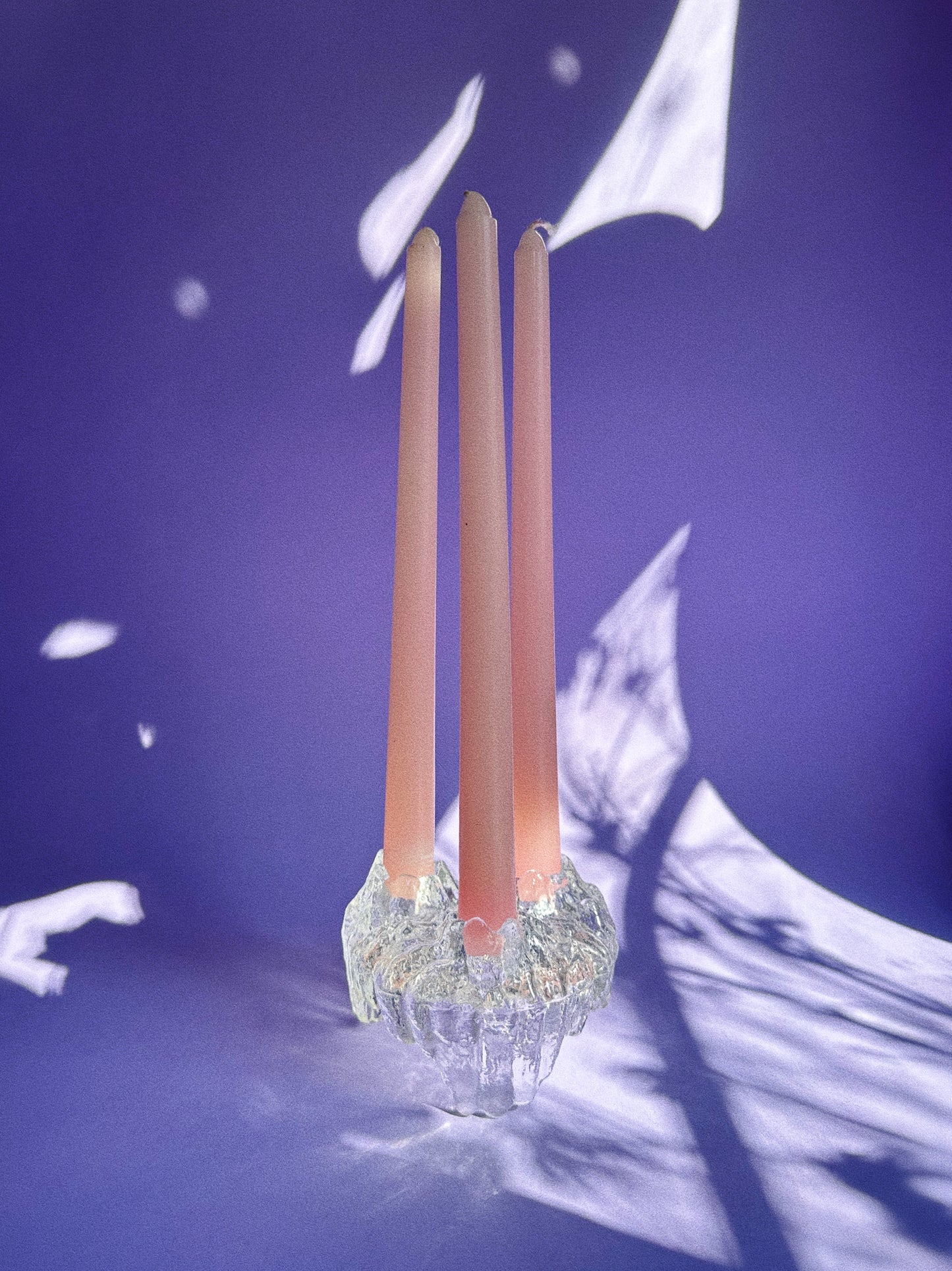 Vintage MCM L.E. Smith Reversible Crystal Ice Candle Holder