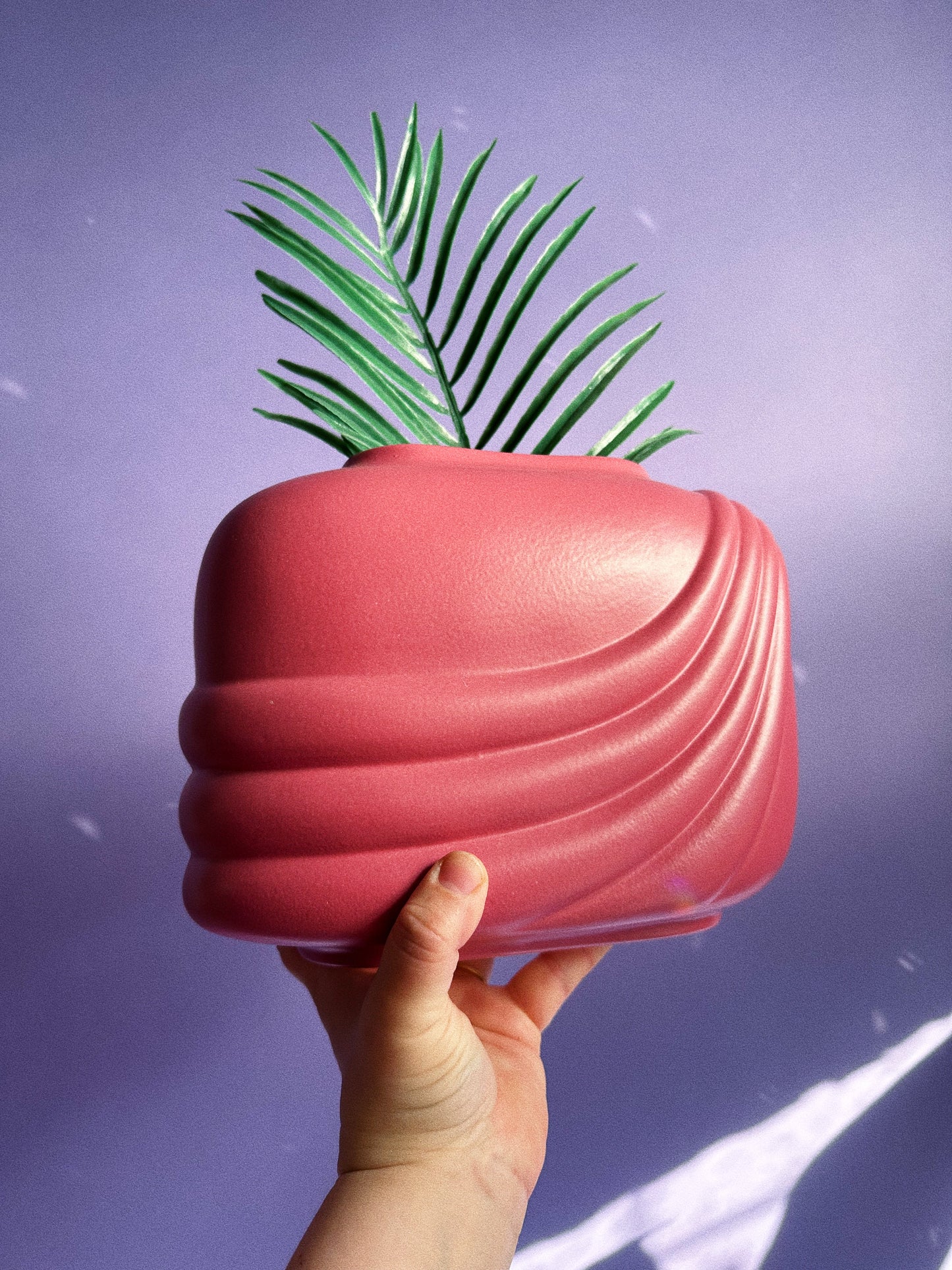 Art Deco Revival Mid Century Modern Pink Bisque Wrap Ceramic Vase