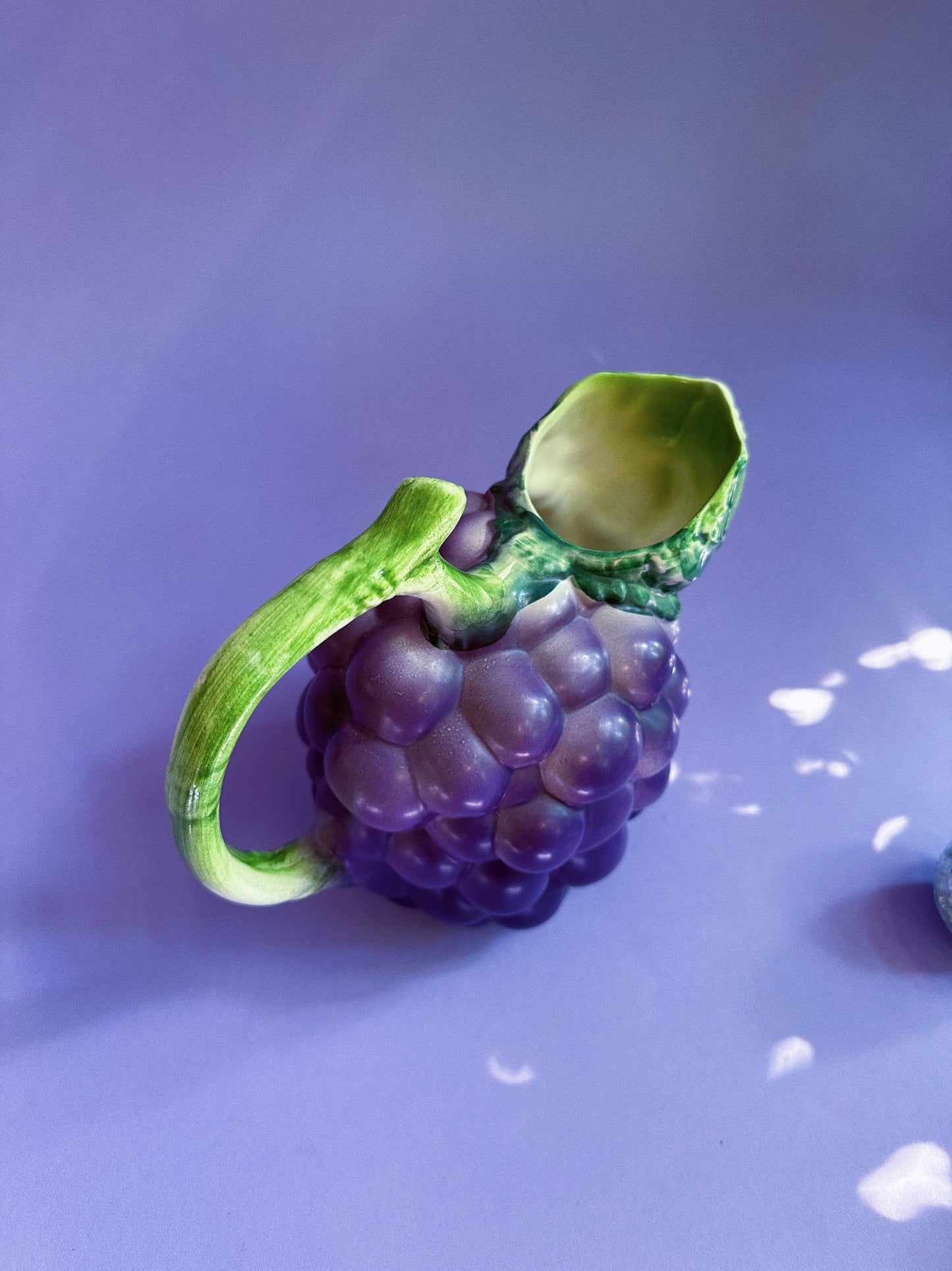 Italian Ceramic Water Pitcher Shaped Like Purple Grapes