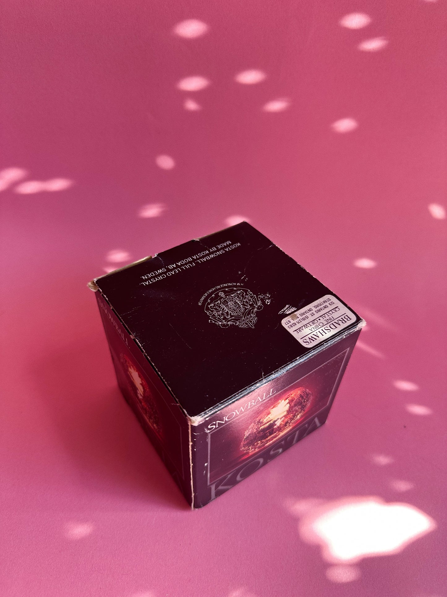 Vintage Kosta Boda Crystal Snowball Votive Sweden Tea Light Candle In Box