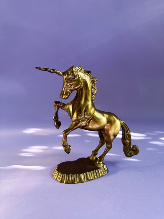 Vintage Heavy Solid Brass Unicorn Sculpture