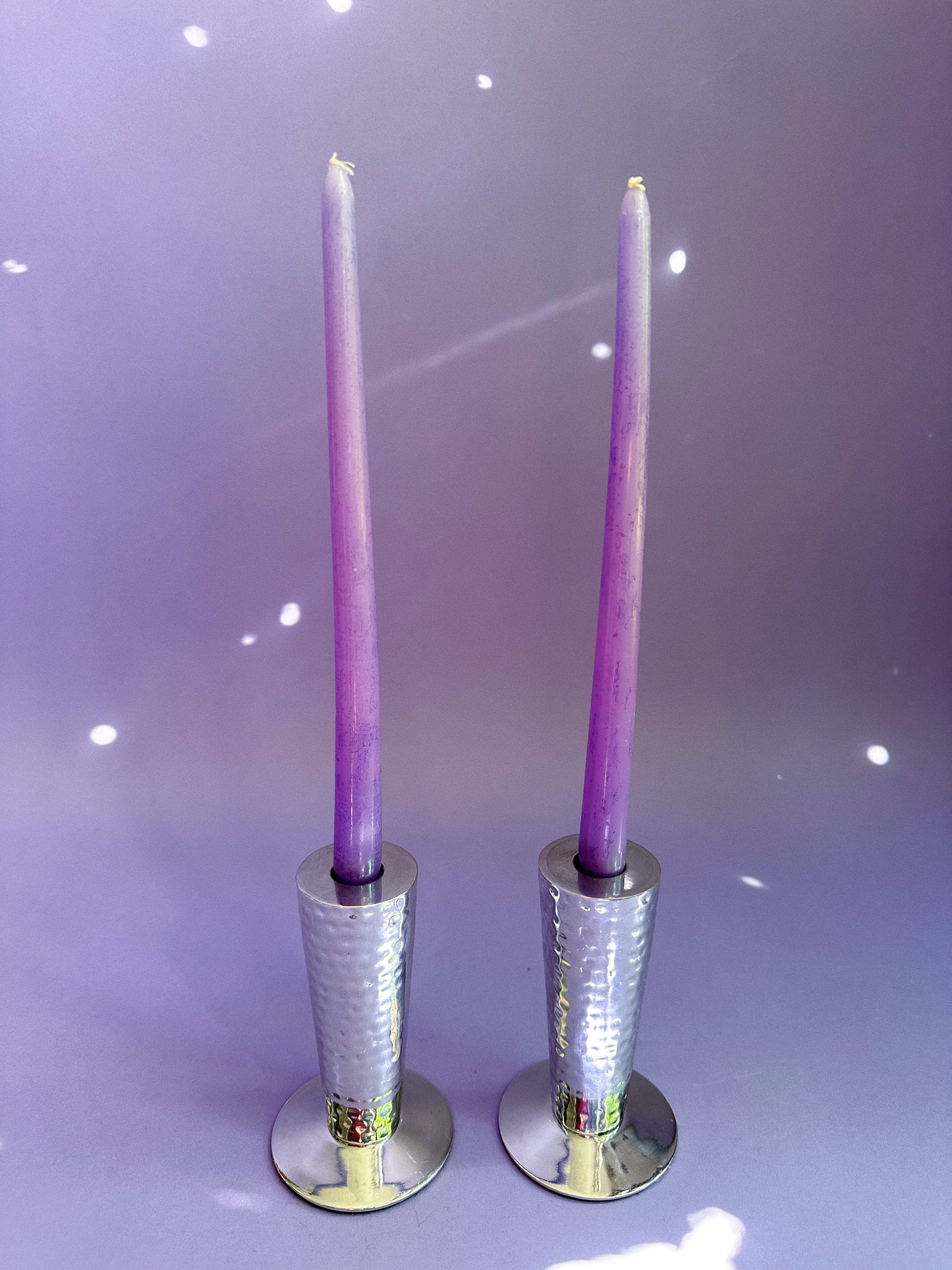 Hammered Chrome Chunky Candlesticks for Taper Candles