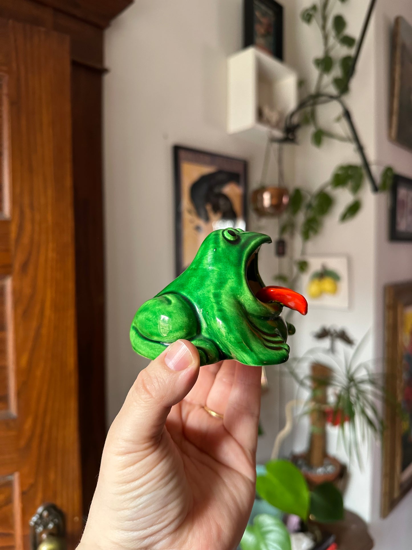 Vintage Ceramic Frog Ashtray Occupied Japan MCM