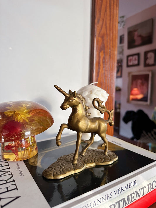 Vintage Solid Brass Unicorn Figurine
