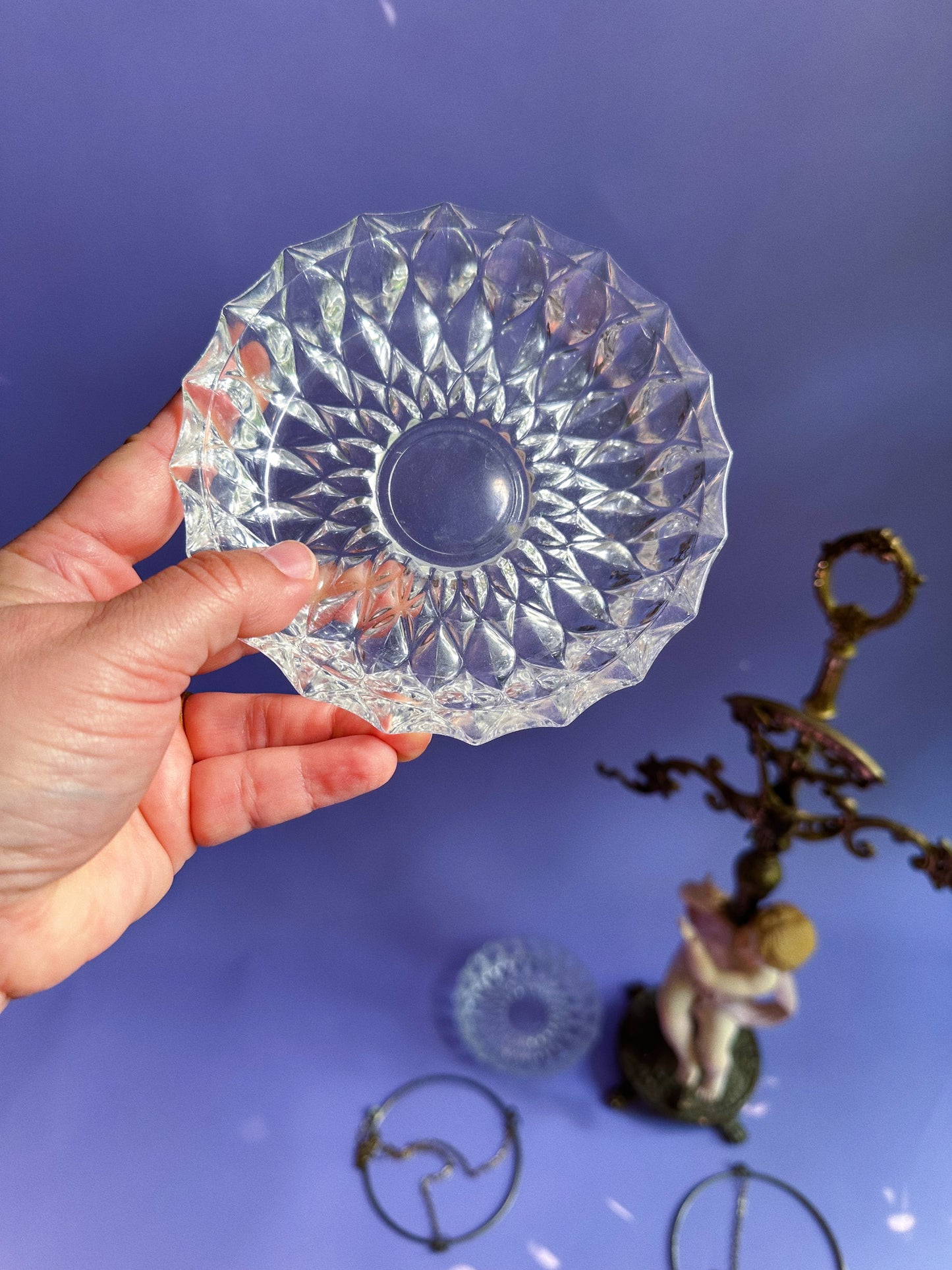 Vintage Large Brass Crystal Prisms Balance-Scales of Justice 24.5”H Cherub