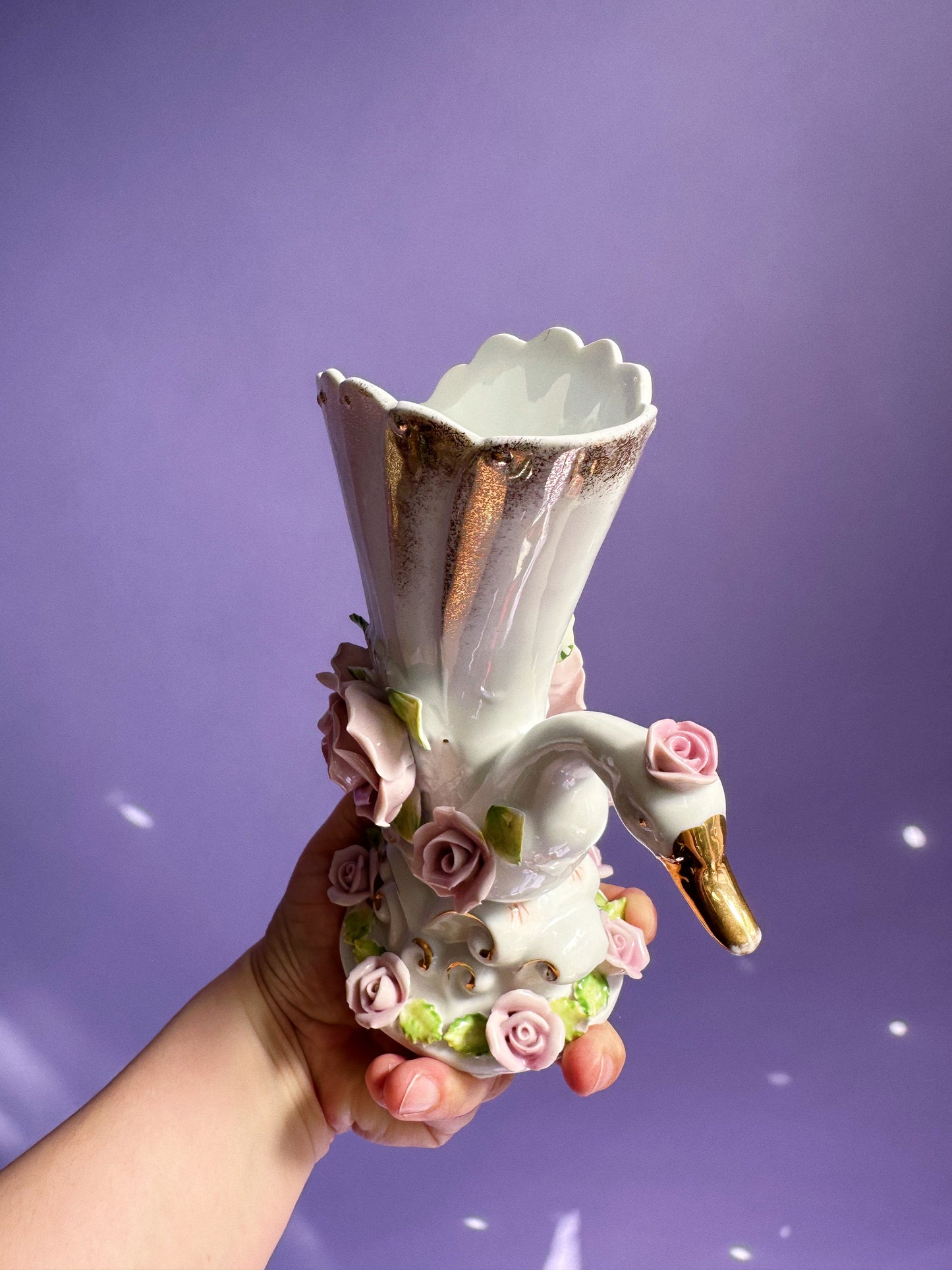 Vintage Porcelain Swan Vase