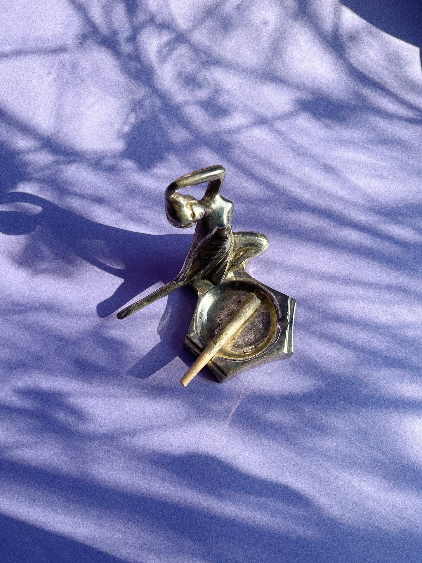 Vintage Rare Art Deco Style Metal Lady Ashtray