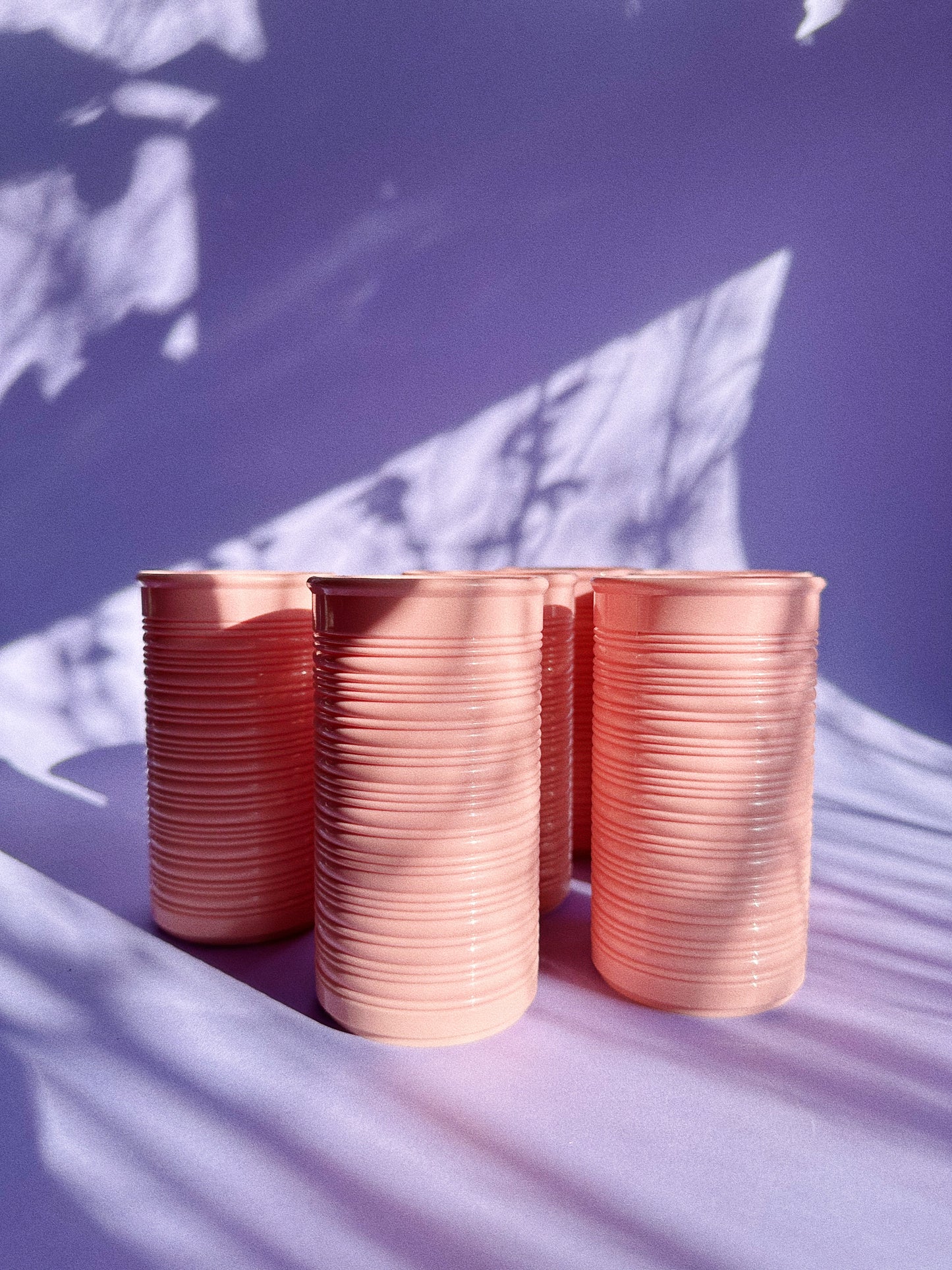 Set of 6 MCM Dusty Rose Earthentic-Ware Ribbed Tumblers Picnic Plastic