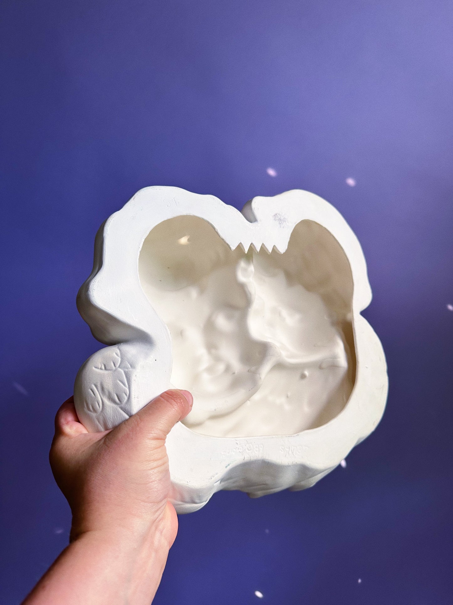 Large Pair of Ceramic Vintage 80s Cherubs Wall Hanging