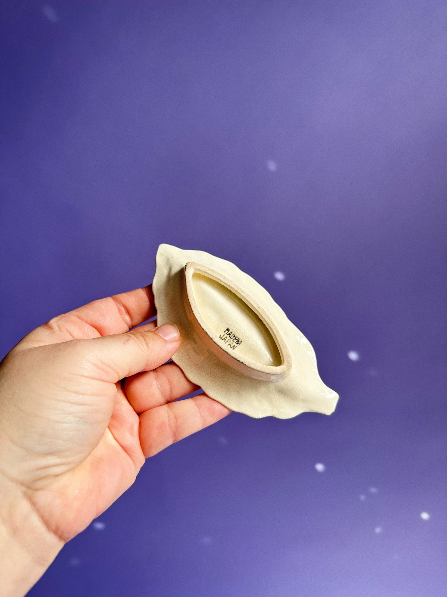 Vintage Majolica Green Leaf Lettuce Cabbage Snack Tray + 6 Leaf Dishes Japan