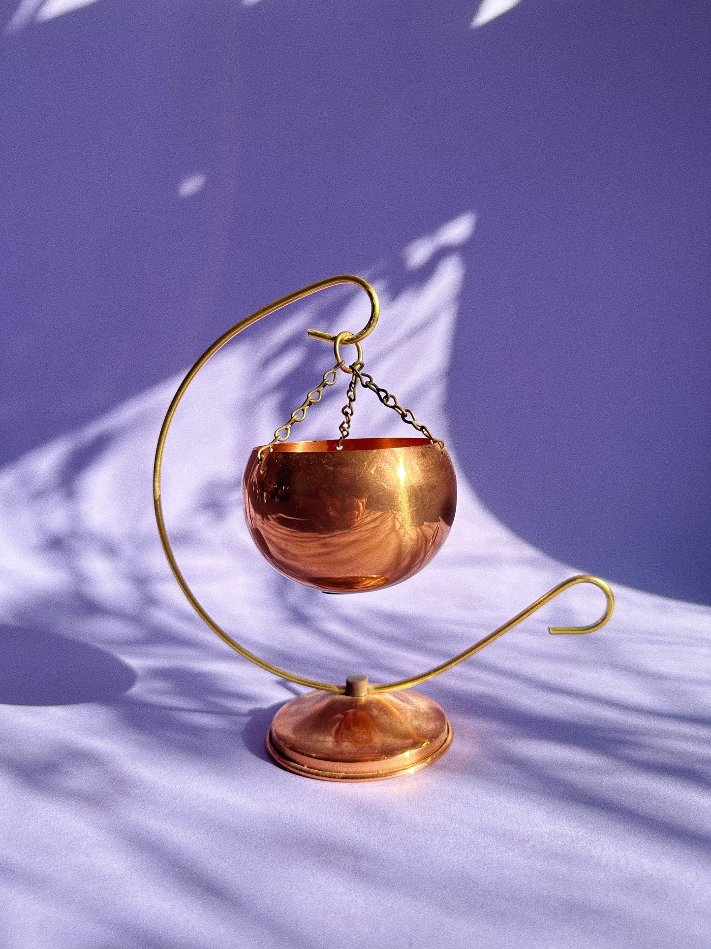 Vintage 1970s Coppercraft Votive / Succulent / Plant Holder Brass Stand