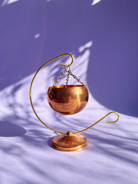 Vintage 1970s Coppercraft Votive / Succulent / Plant Holder Brass Stand