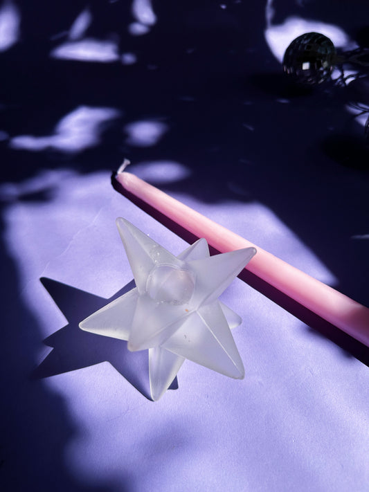 Frosted Glass Starbust Candlestick for Taper Candles