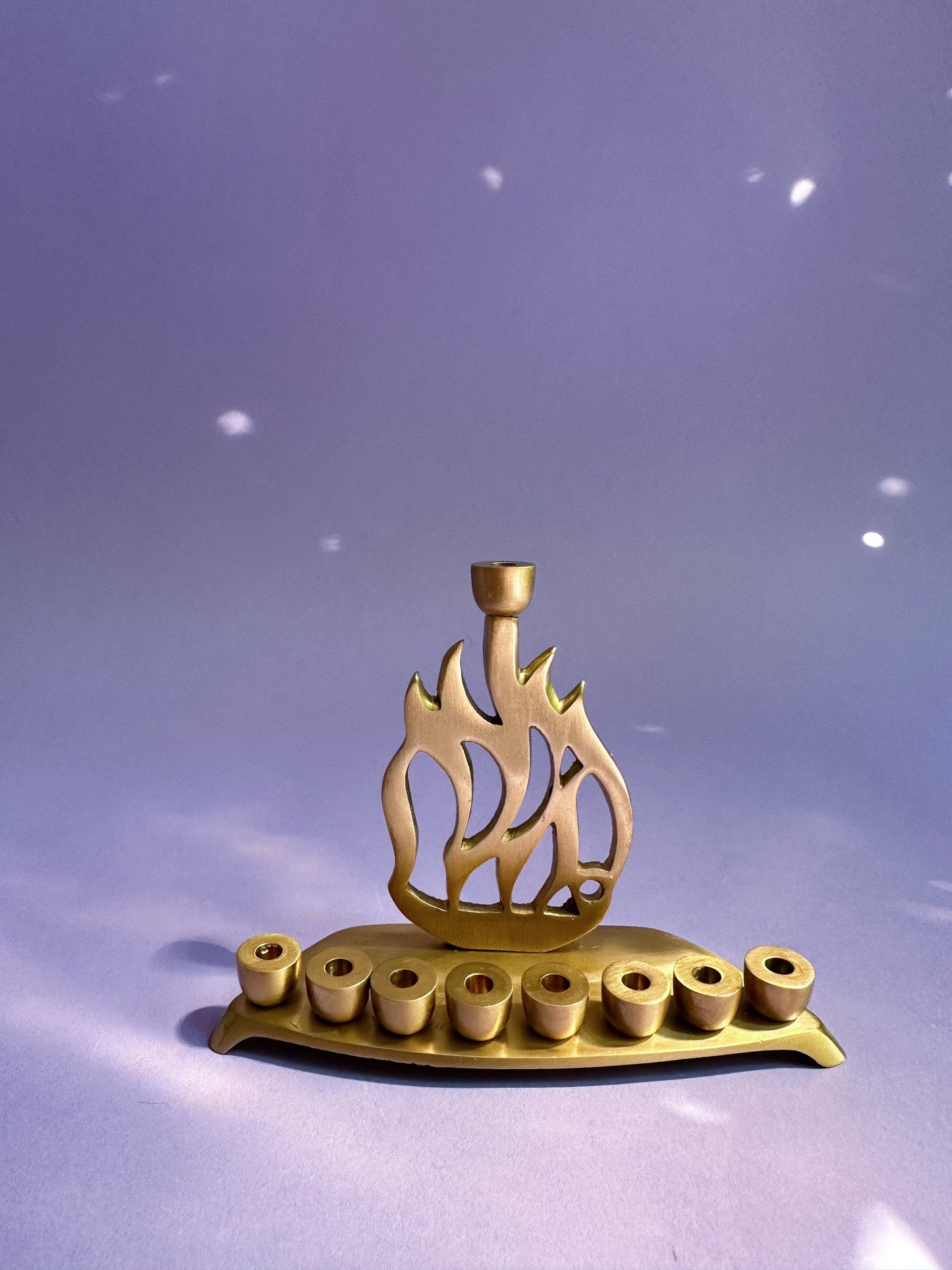 Small Brass Flame Menorah Hanukkah