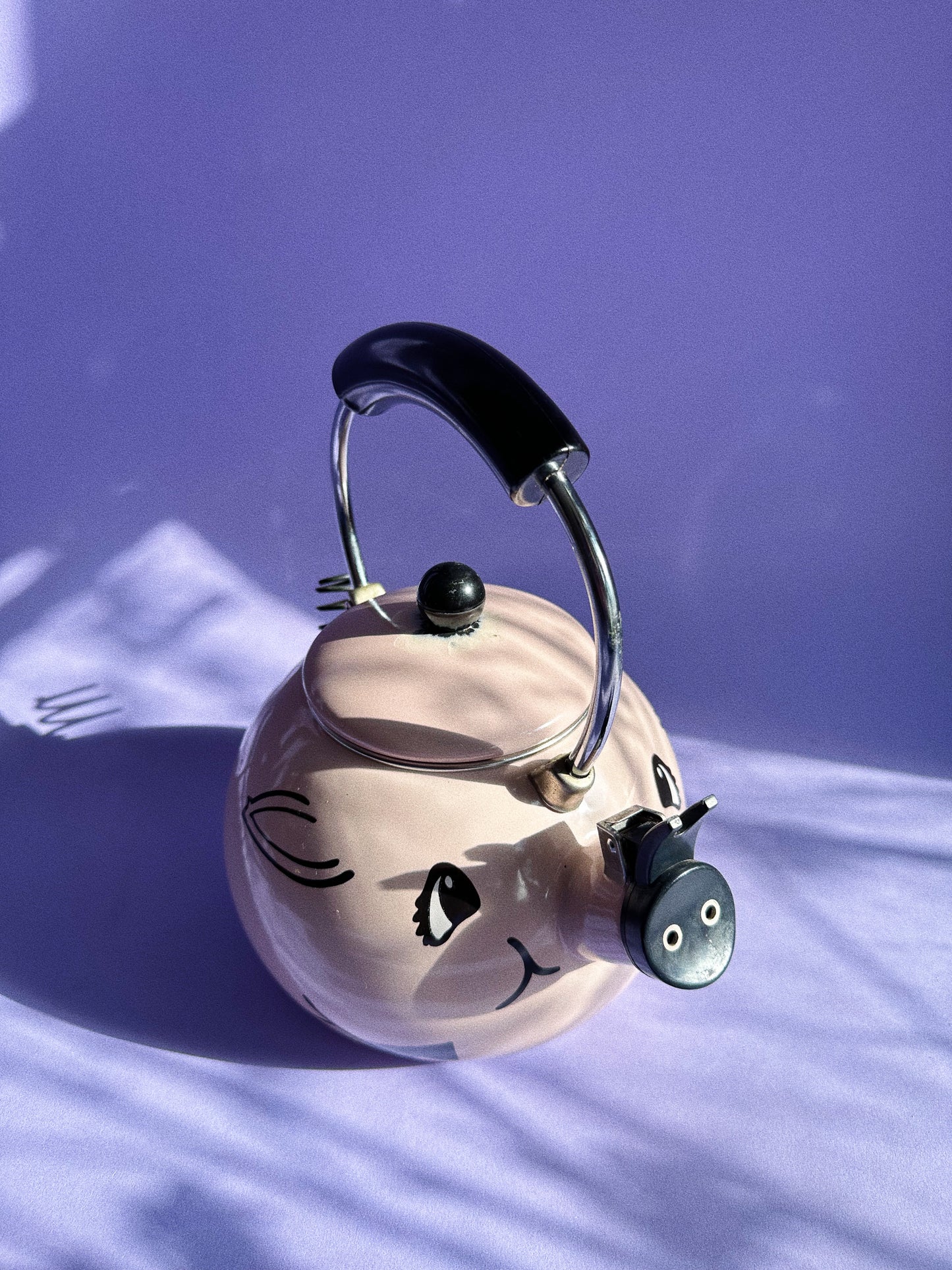 Vintage Kamenstein Pink Pig Whistling Teapot Tea Kettle Piggy Enamel