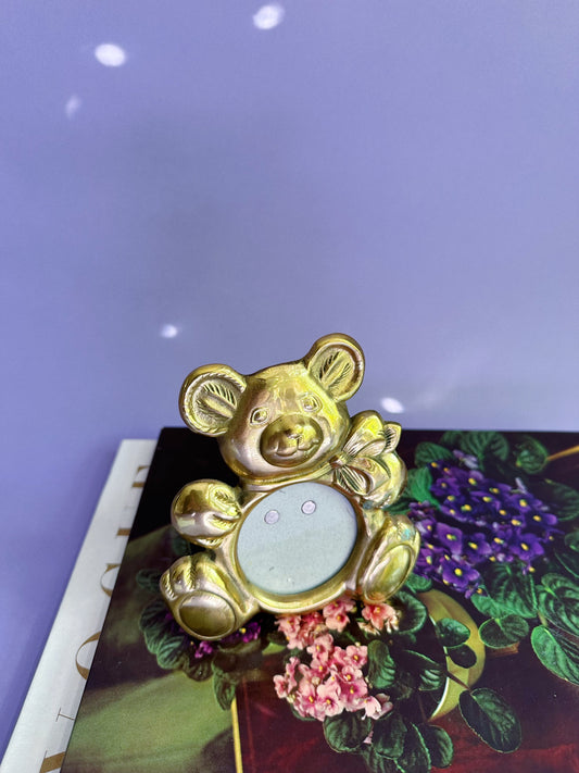 Vintage Brass Teddy Bear Picture Frame