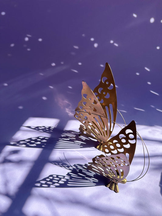Pair of Vintage Brass Butterflies