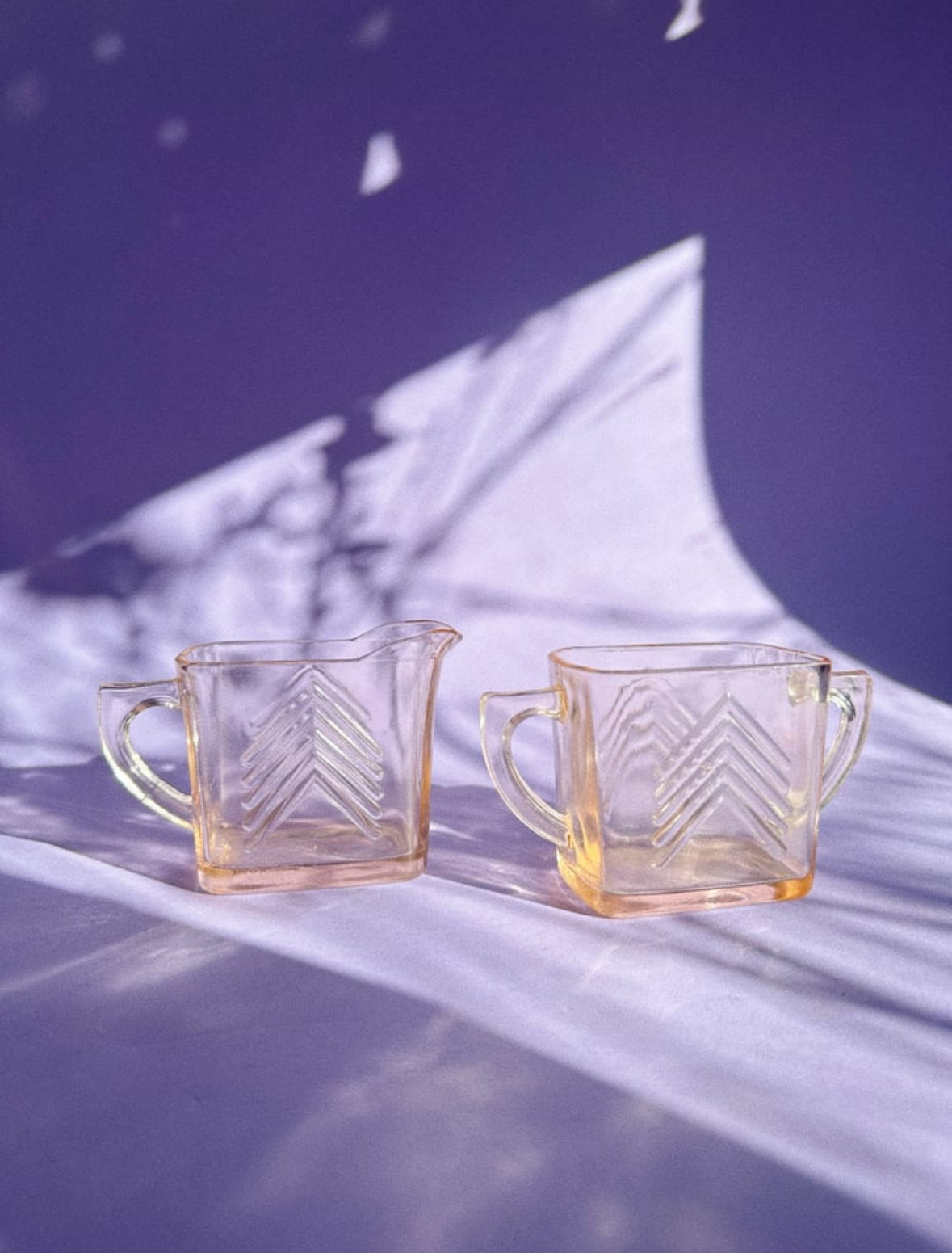 Pink Depression Glass Cream & Open Sugar