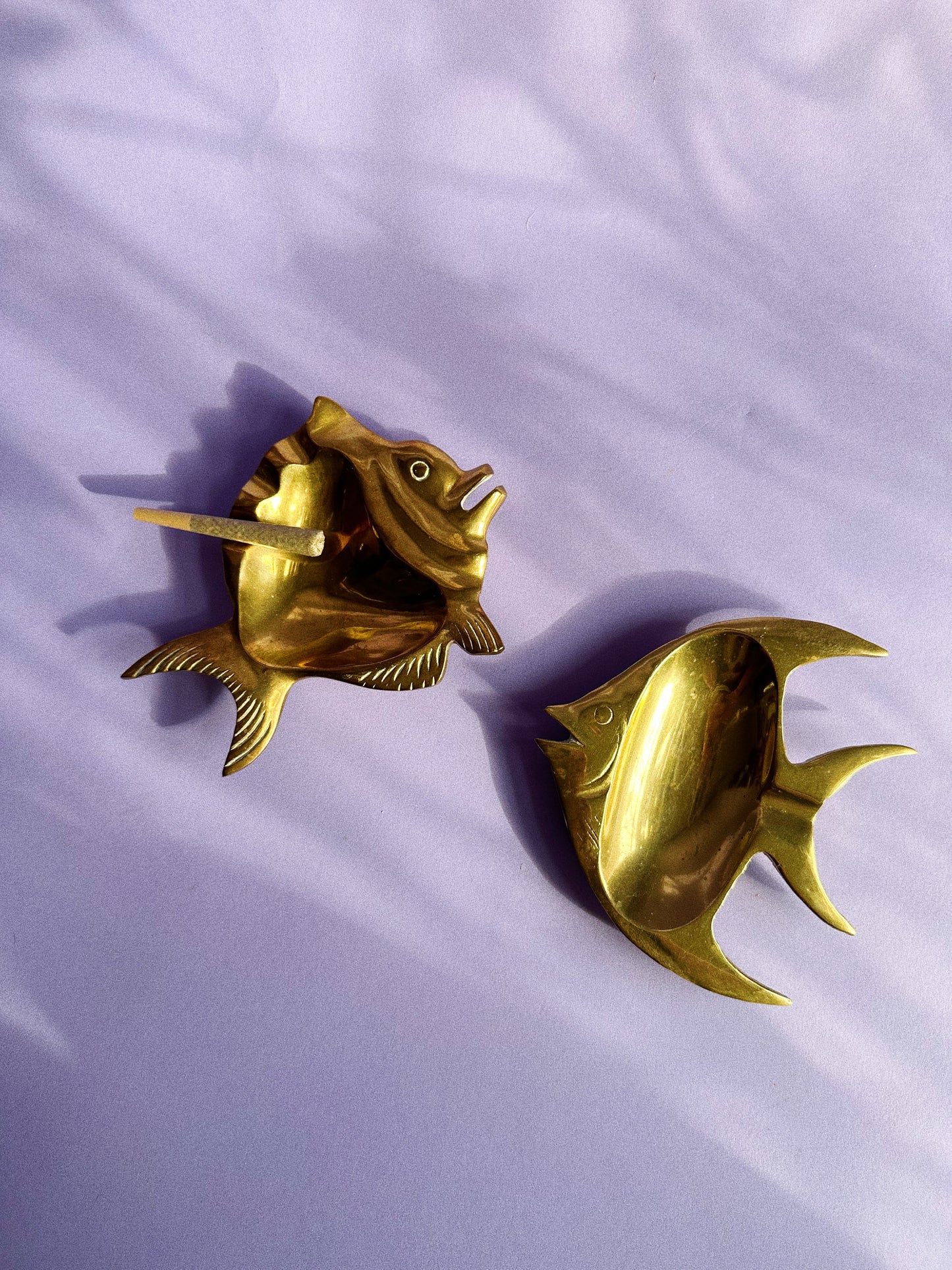 Vintage Solid Brass Fish Ashtrays