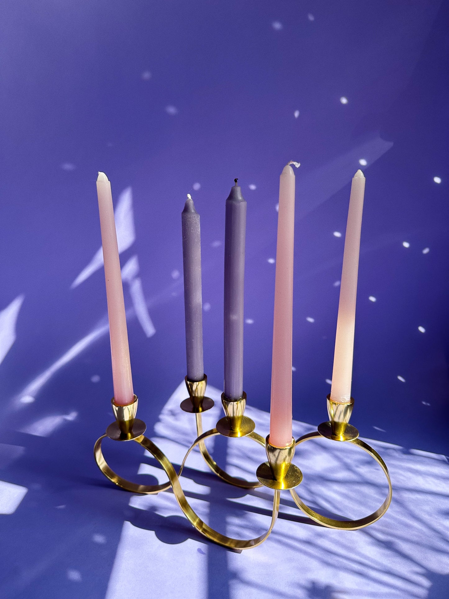 Vintage Lacquered Brass 5 Candle Candelabra