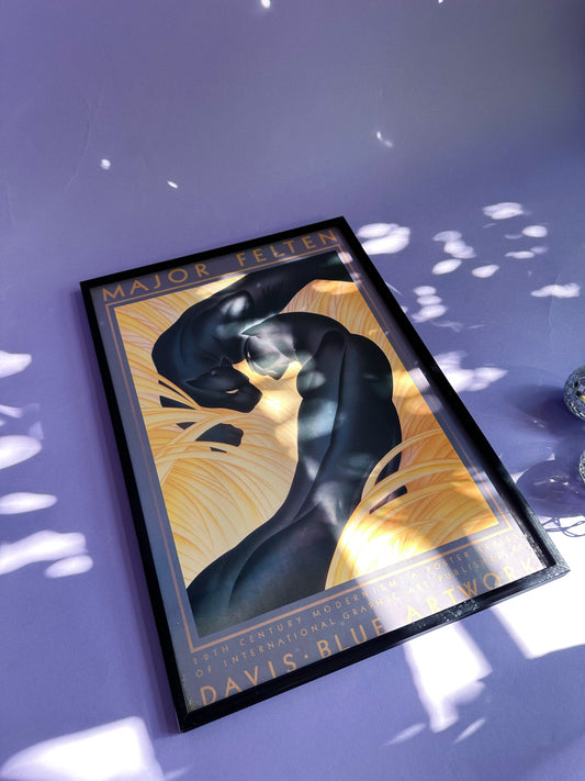 Black Panthers / Major Felten / Art Deco Big Cats Framed Print