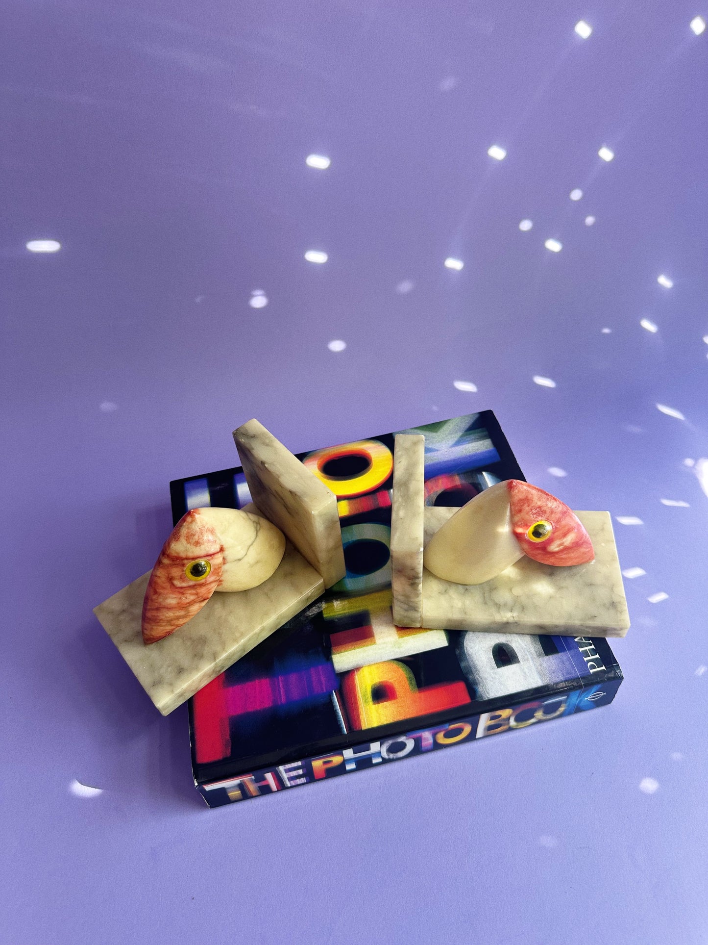 Vintage Genuine Alabaster Bird Book Ends Italy