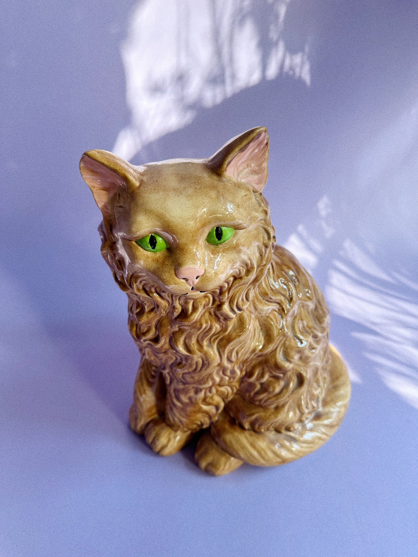 1970s Glazed Ceramic Orange Cat “Ruffles” Sculpture
