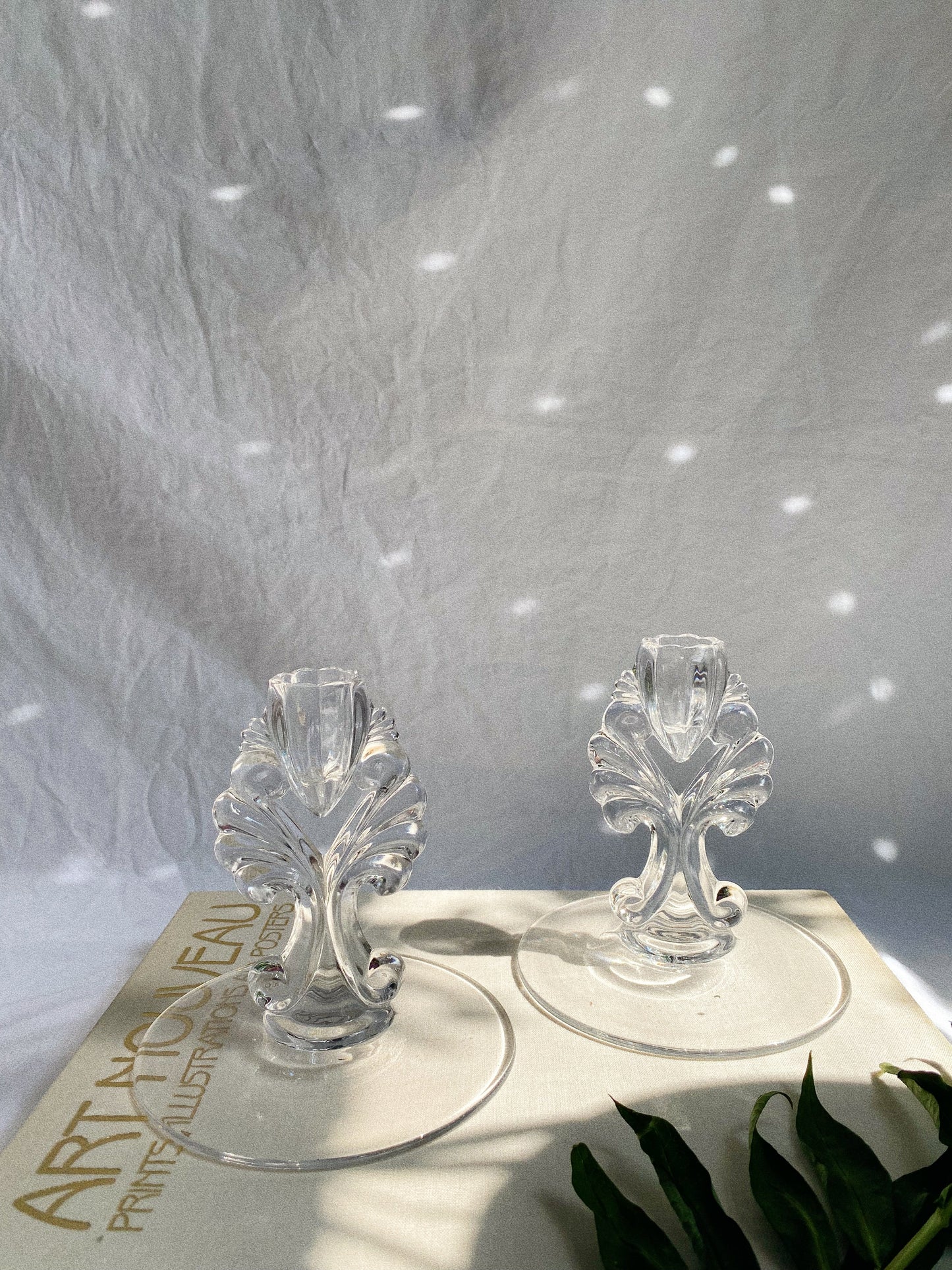 Vintage Manganese Glass (Glows Green!) Tear Drop Candlesticks