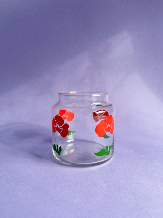 Vintage Anchor Hocking Red Foxy Poppy Glass Canister