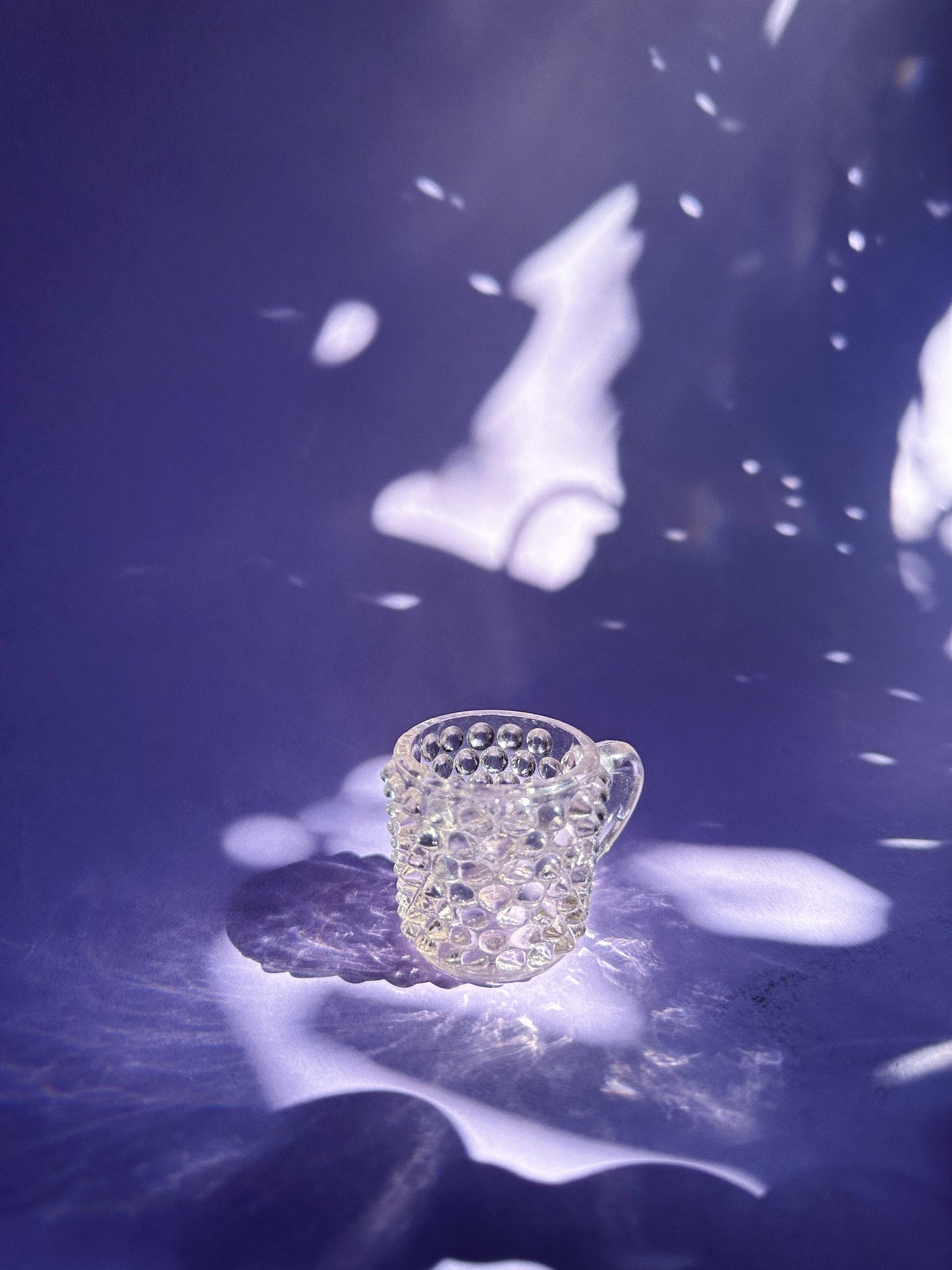 Vintage Mini Glass Hobnail Mug Shot Glass / Match Holder