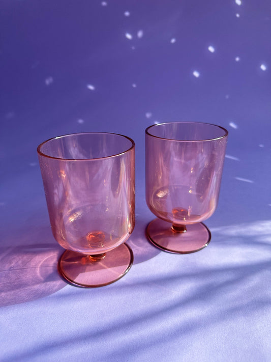 Vintage Pink Acrylic Footed Tumblers
