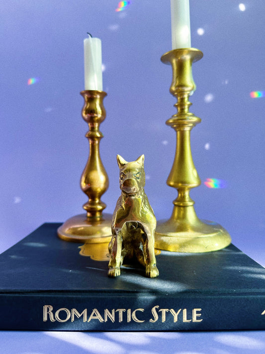 Vintage Solid Brass Dog Sculpture