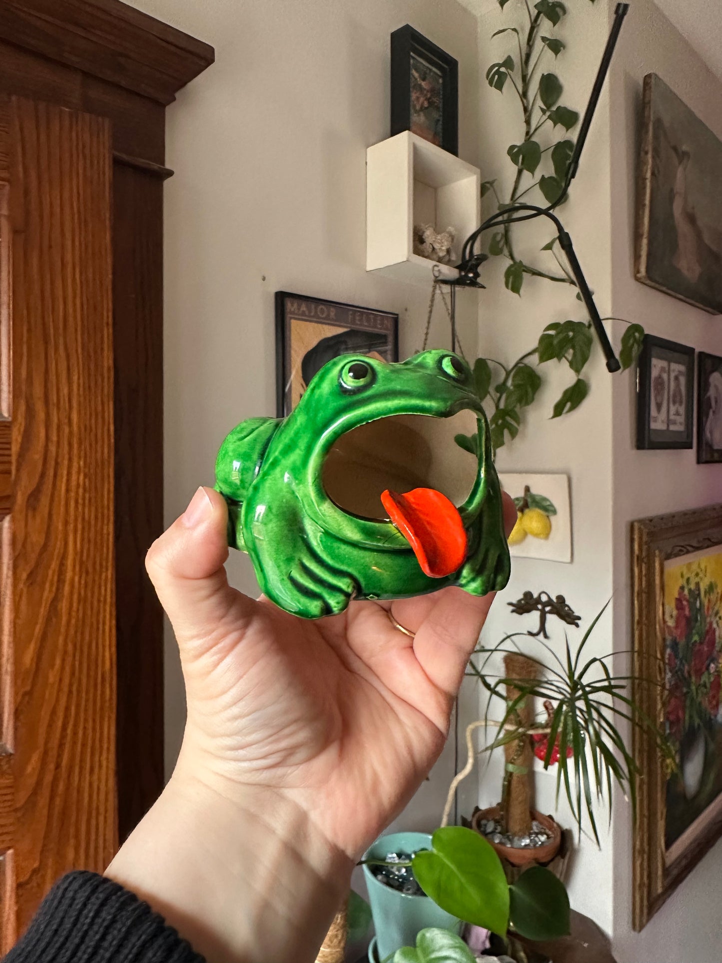 Vintage Ceramic Frog Ashtray Occupied Japan MCM