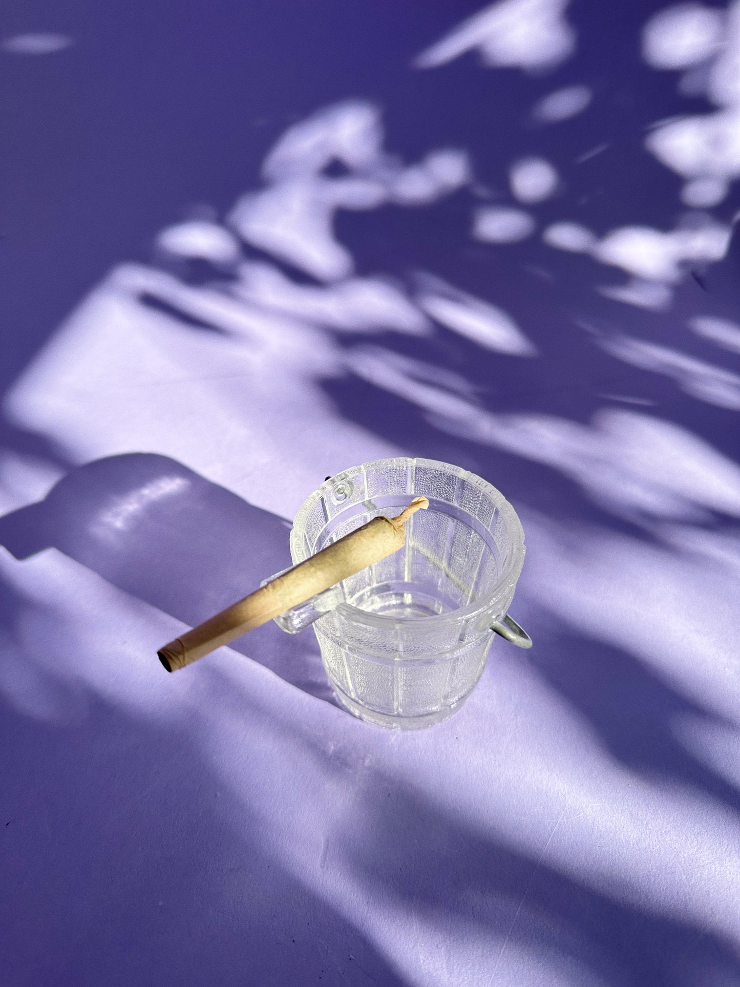 Small Glass Pail Ashtray / Match Holder W Handle