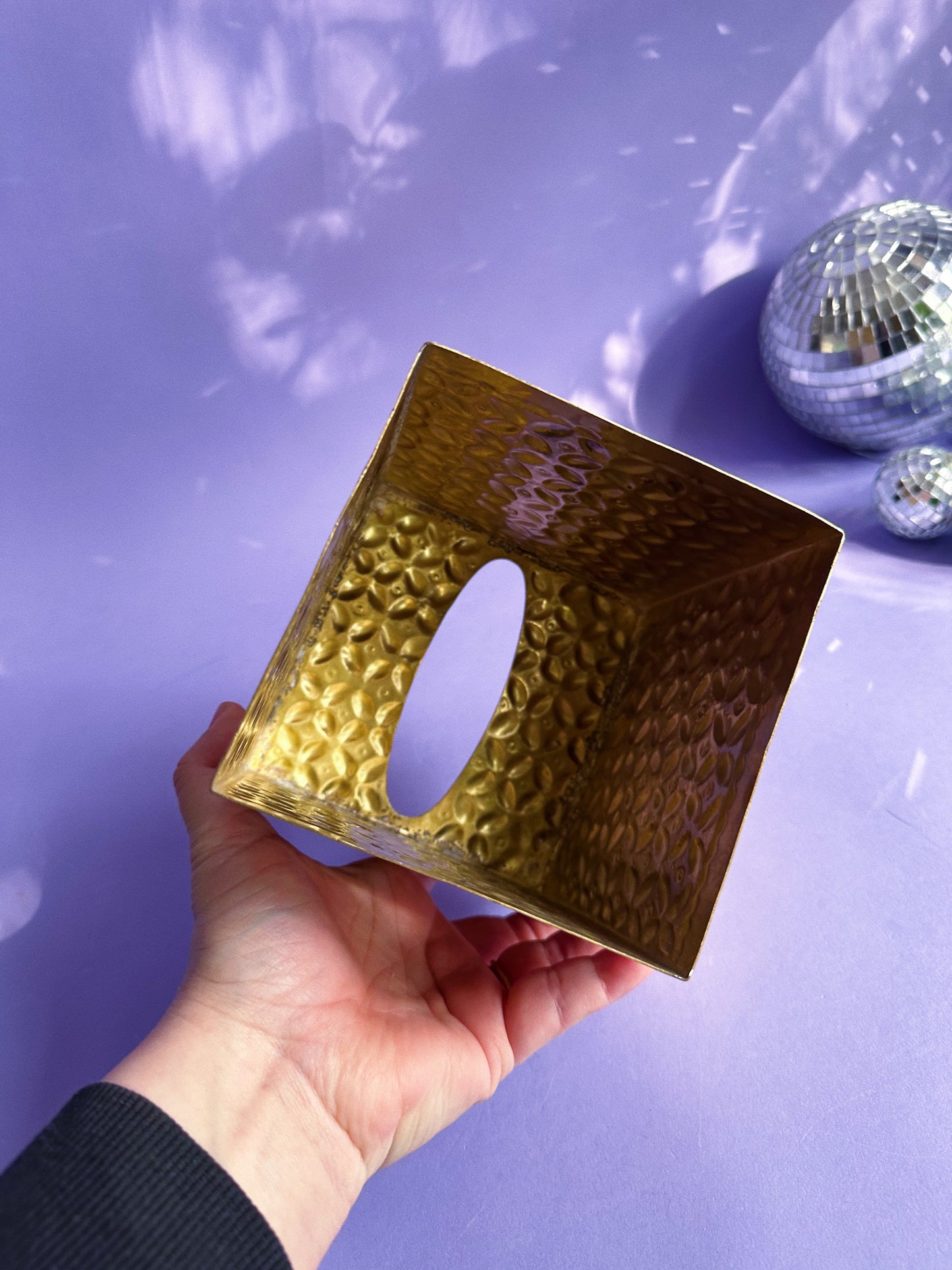 Vintage Brass Square Tissue Box Holder Cover Hollywood Regency MCM