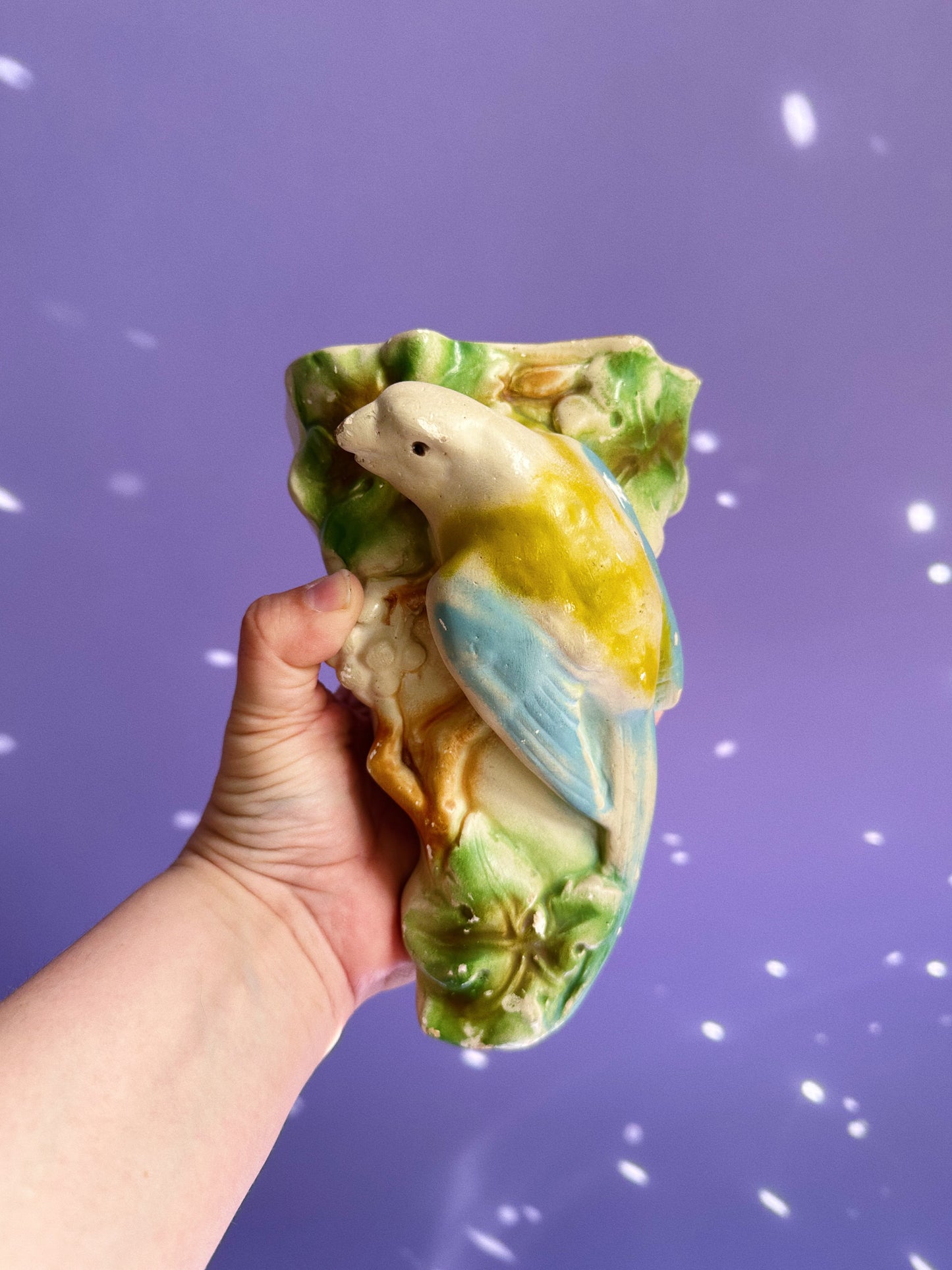 Vintage Chalkware Bird Wall Pocket