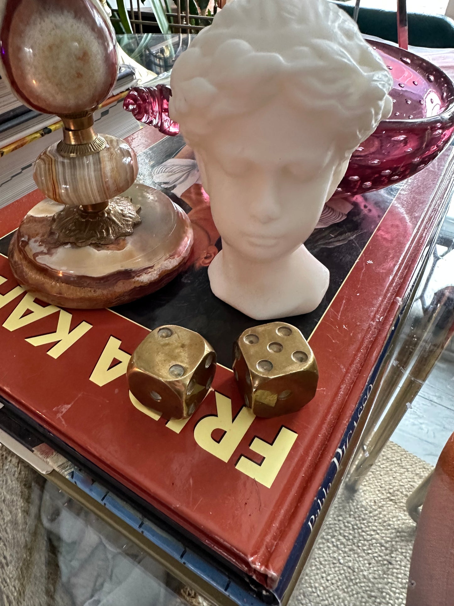 Vintage Pair of Solid Brass Dice