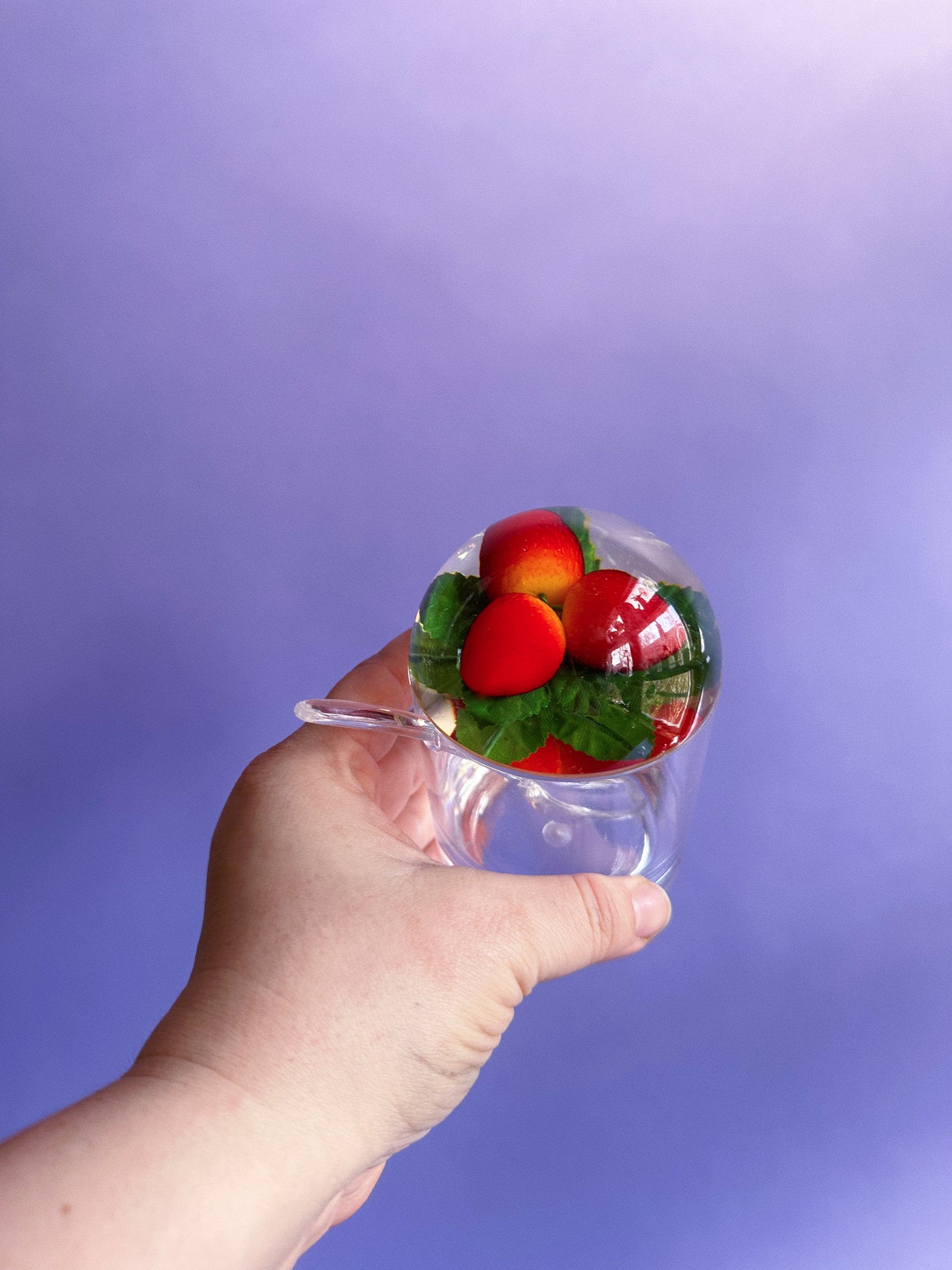 Vintage Set of 4 Lucite & Acrylic Jam Jars w/ 3 Spoons, Oranges and Berries