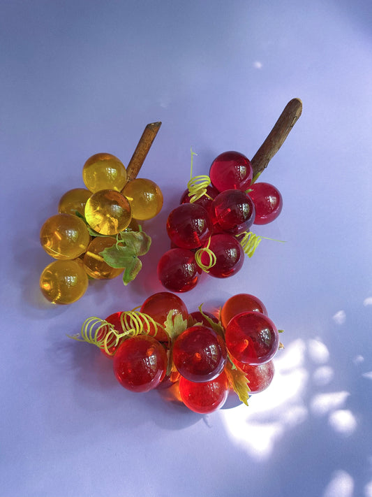 Vintage Lucite Grapes (Red, Orange, Yellow)
