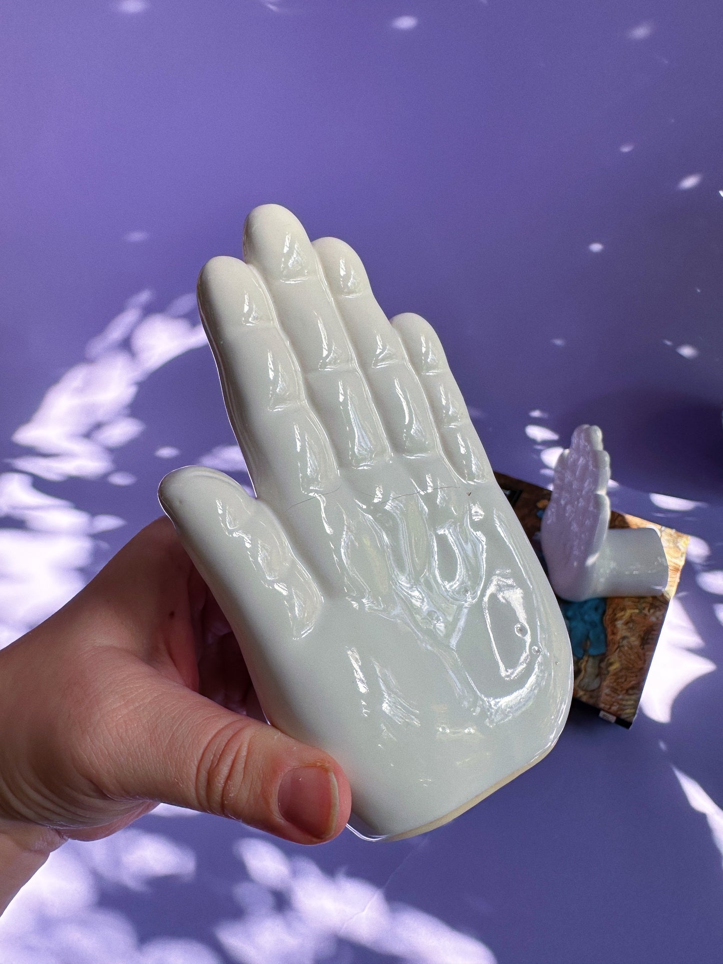 White Ceramic Hands Book Ends VTG 6.25” Weighted W/O Sand MCM NOTE