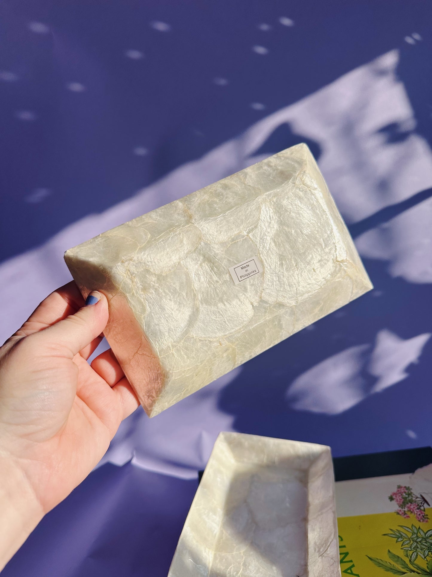 Vintage Pair of Capiz Shell Rectangle Throw Dishes