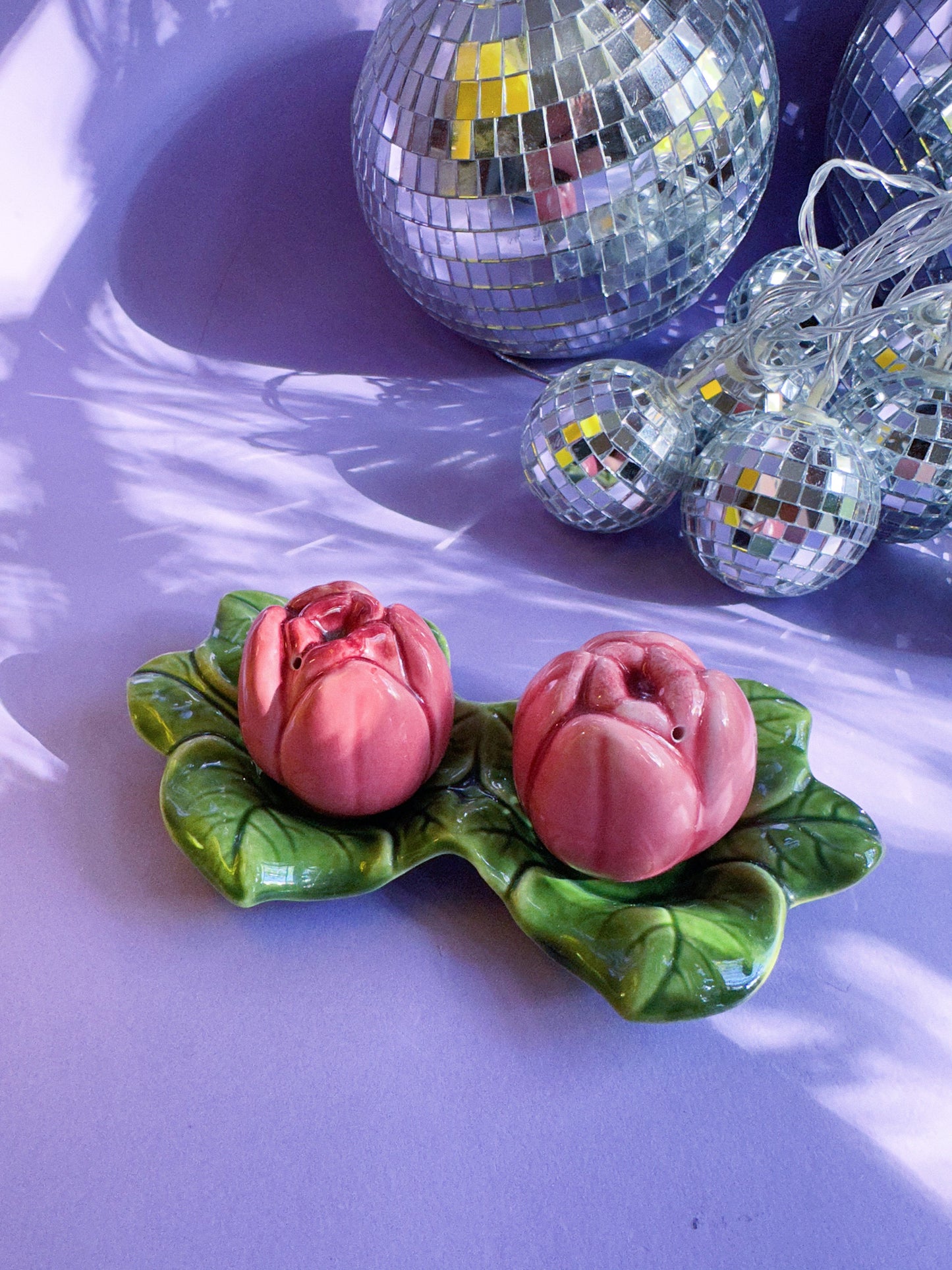Vintage Ceramic Pink Roses Salt & Pepper Shakers