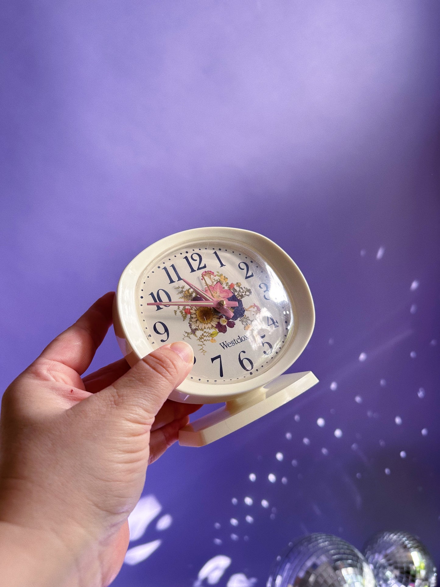 Vintage Westclox Wind-Up Alarm Clock w/ Floral Face Lady Ben