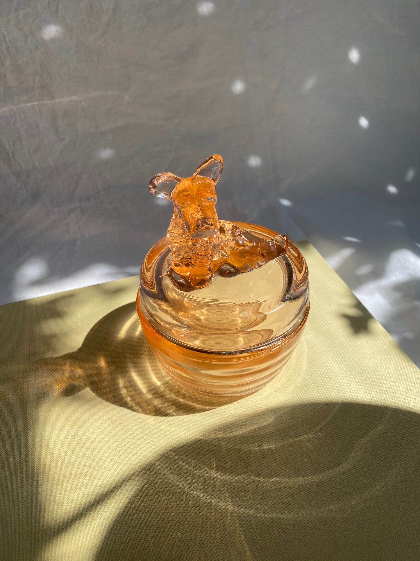 Vintage Jeanette Pink Depression Glass Scottie Lidded Powder Jar