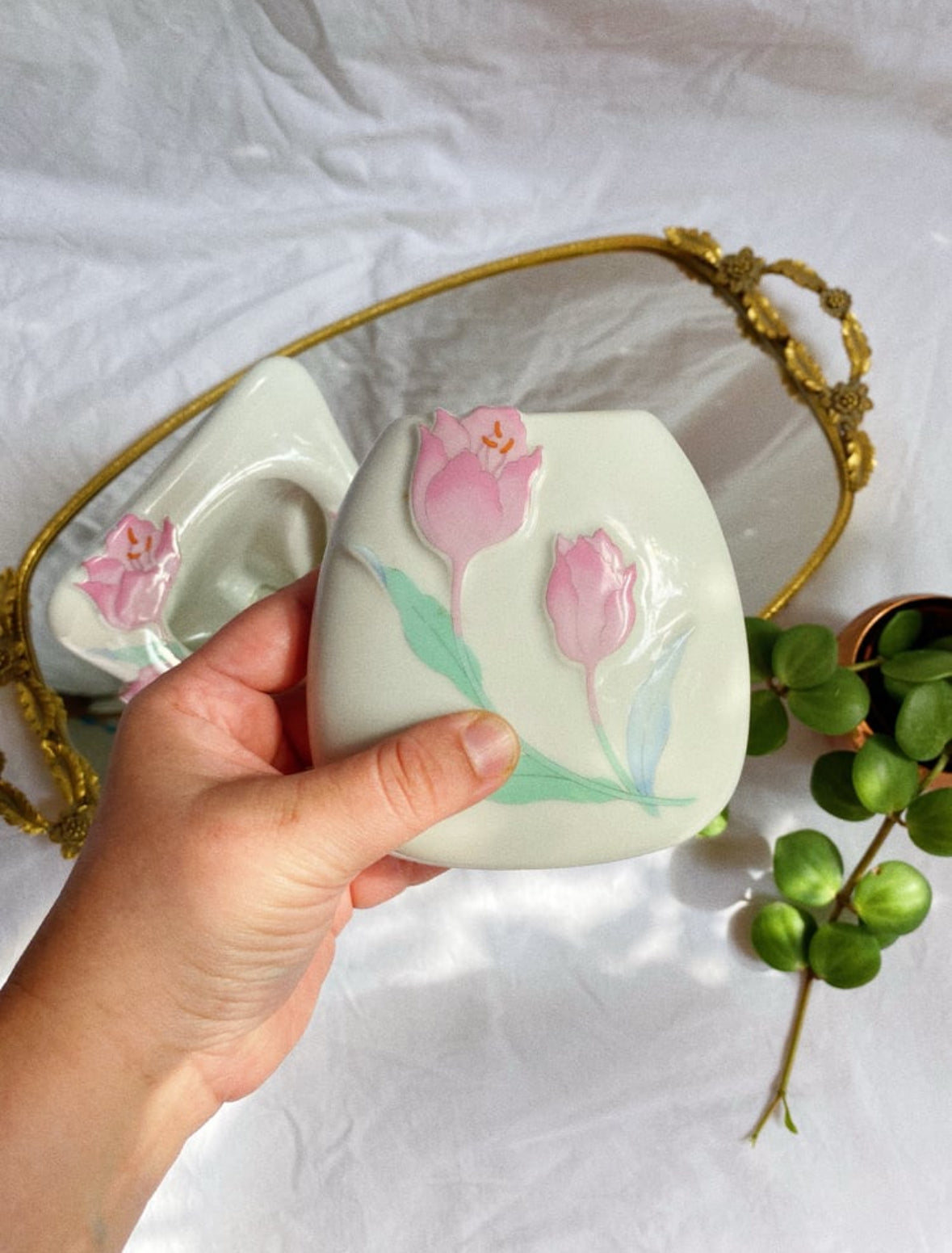 Vintage Porcelain Photo Frame & Vase
